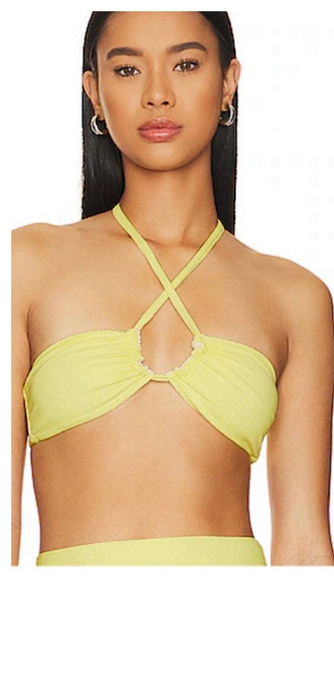Beach Riot Lili Yellow Adjustable Halter Tie Bikini Swimsuit Top Size XL